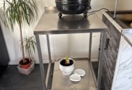 1505672 Soup warmer and stainless steel serving table