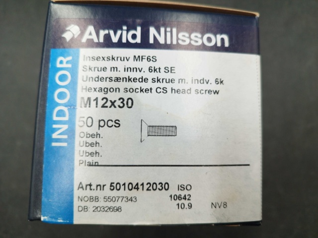 1511684-2 Insexskruv - 400 st, Arvid Nilsson, M12x30, försänkt