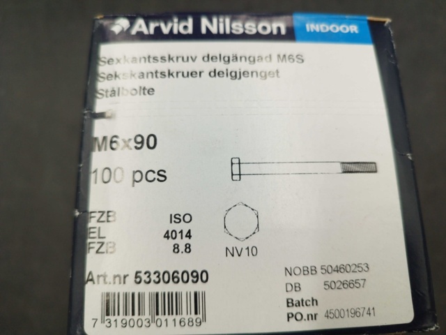 1511685-2 Sexkantsskruv - 600 st, Arvid Nilsson, M6x90, ISO 4014