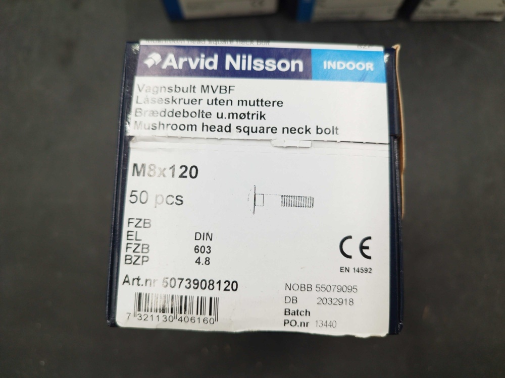 1511690-2 Carriage bolt - 300 pcs, Arvid Nilsson, M8x120