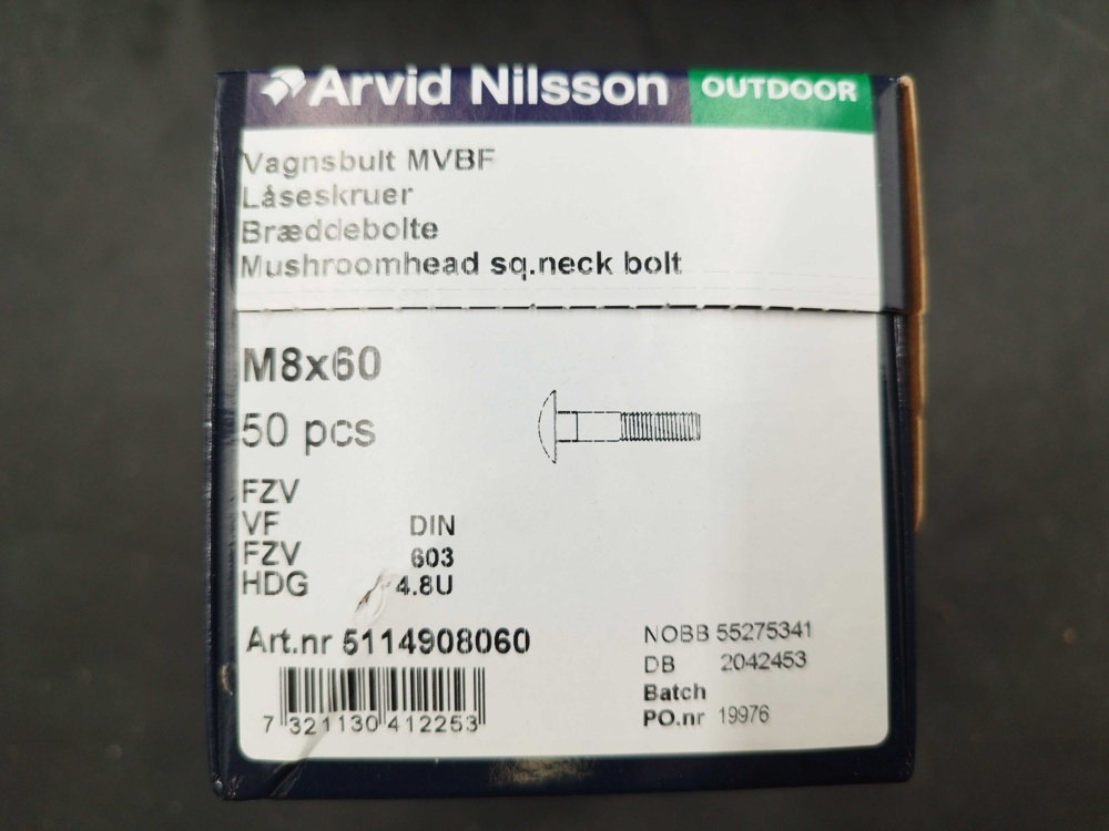 1511693-2 Vagnsbult - 300 st, Arvid Nilsson, M8x60