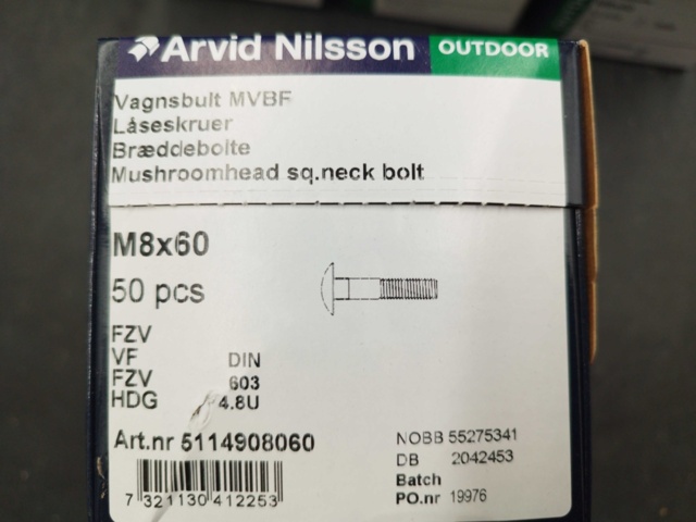 1511694-2 Vagnsbult - 300 st, Arvid Nilsson, M8x60