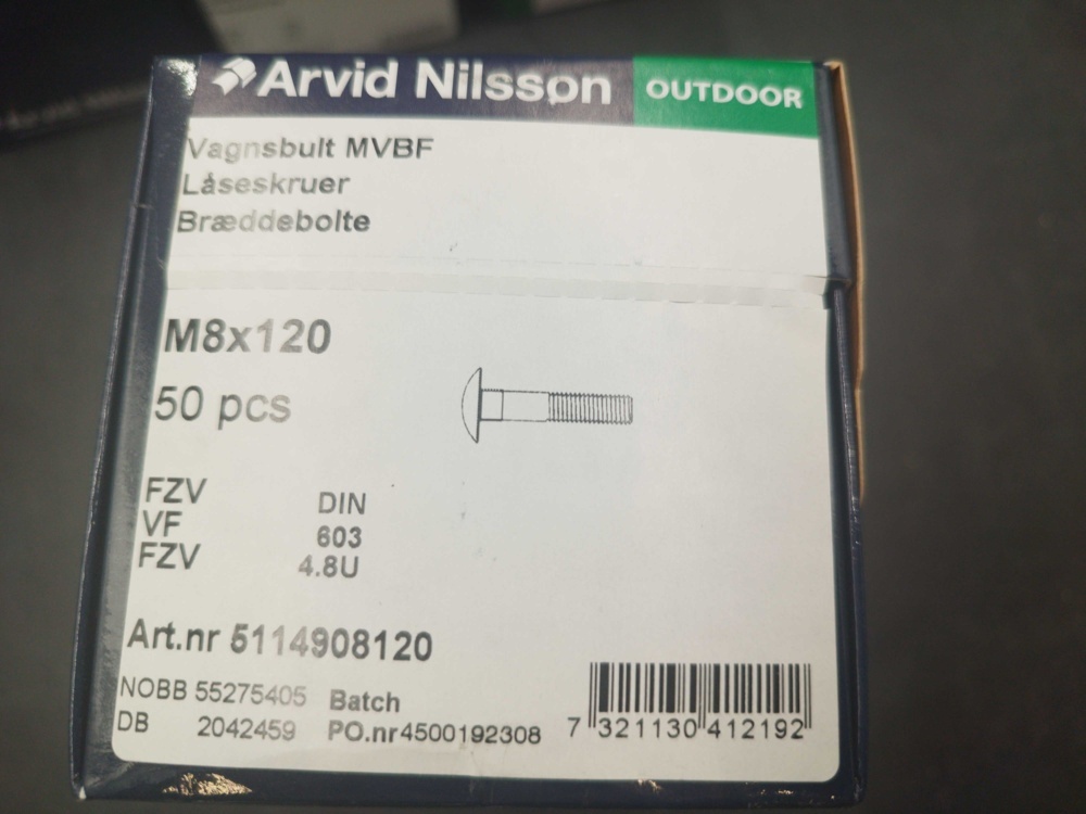1511707-2 Vagnsbult - 300 st, Arvid Nilsson, M8x120, Outdoor