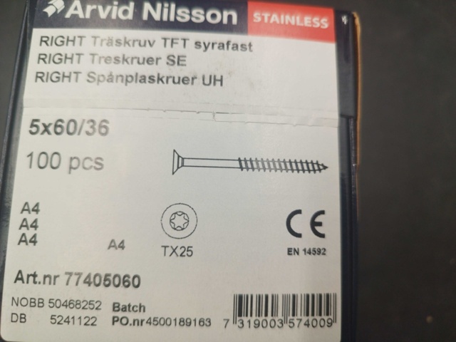 1511713-3 Träskruv - 1200 st, Arvid Nilsson, A4 5x60/36