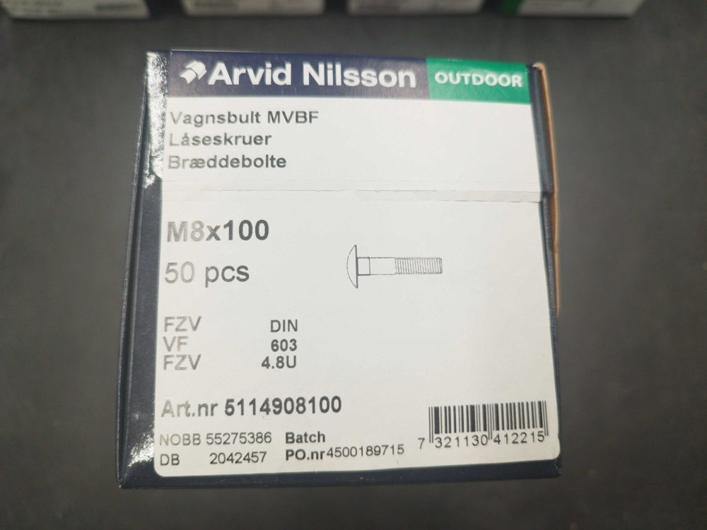 1511736-2 Vagnsbult - 400 st, Arvid Nilsson, M8x100, Outdoor
