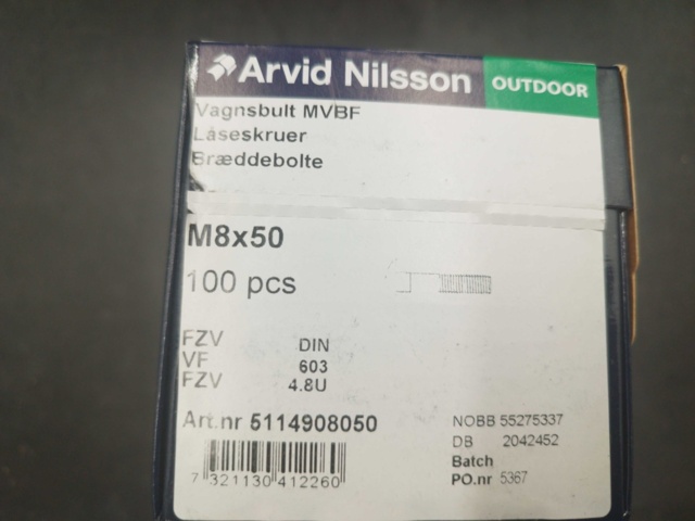 1511738-2 Vagnsbultar - 800 st, Arvid Nilsson, M8x50