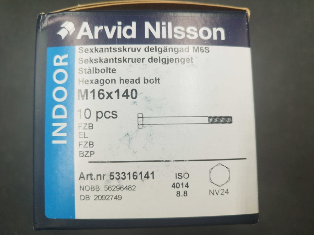 1511744-2 Hexagon screw - 60 pcs, Arvid Nilsson, M16x140
