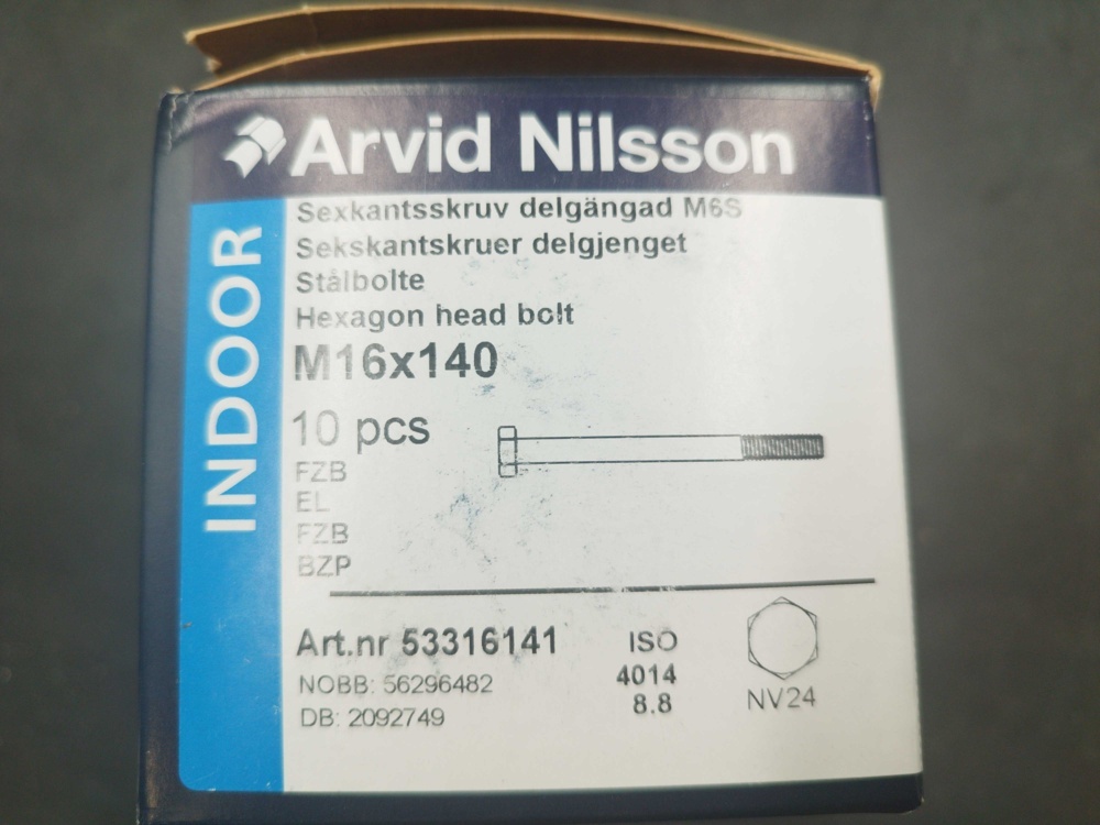 1511745-2 Sexkantsskruv delgängad - 60 st, Arvid Nilsson, M16x140, ISO 4014