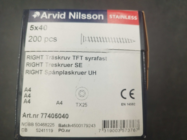 1511752-2 Träskruv - 2400 st, Arvid Nilsson, A4 5x40