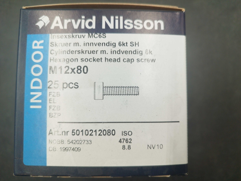 1511798-2 Insexskruv - 150 st, Arvid Nilsson, M12x80, ISO 4762 8.8