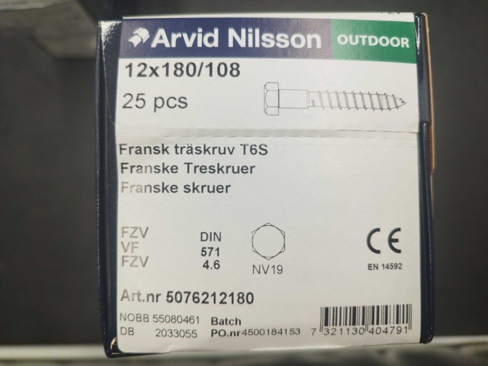 1511814-2 French wood screw - 75 pcs, Arvid Nilsson, 12x180/108 mm