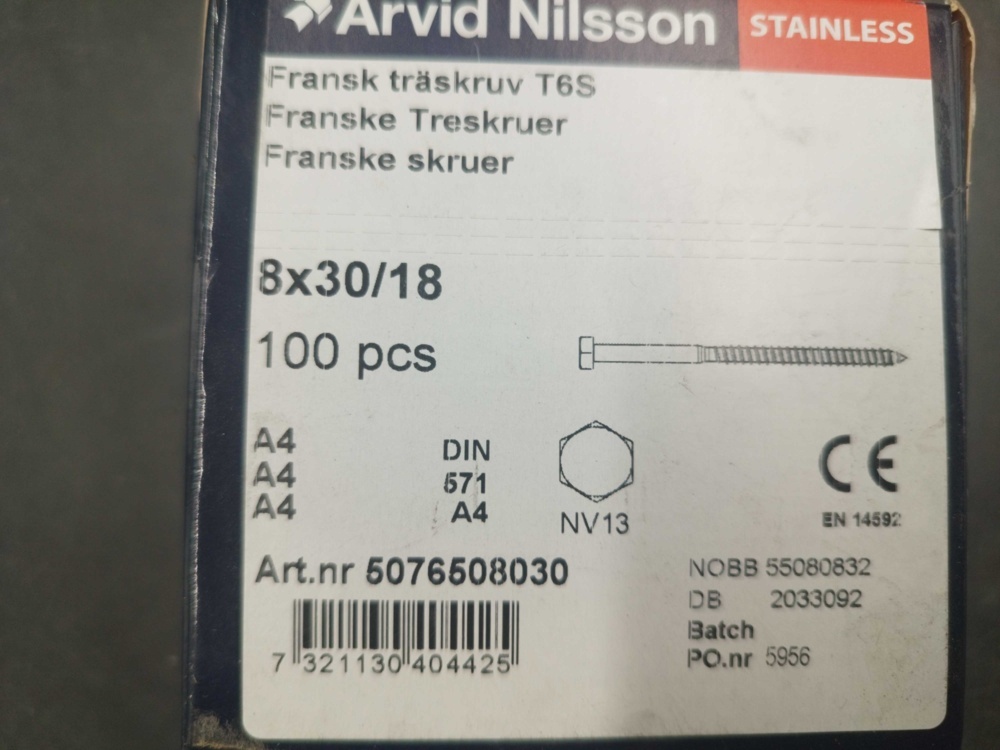1511825-2 Fransk träskruv - 700 st, Arvid Nilsson, A4, 8x30/18