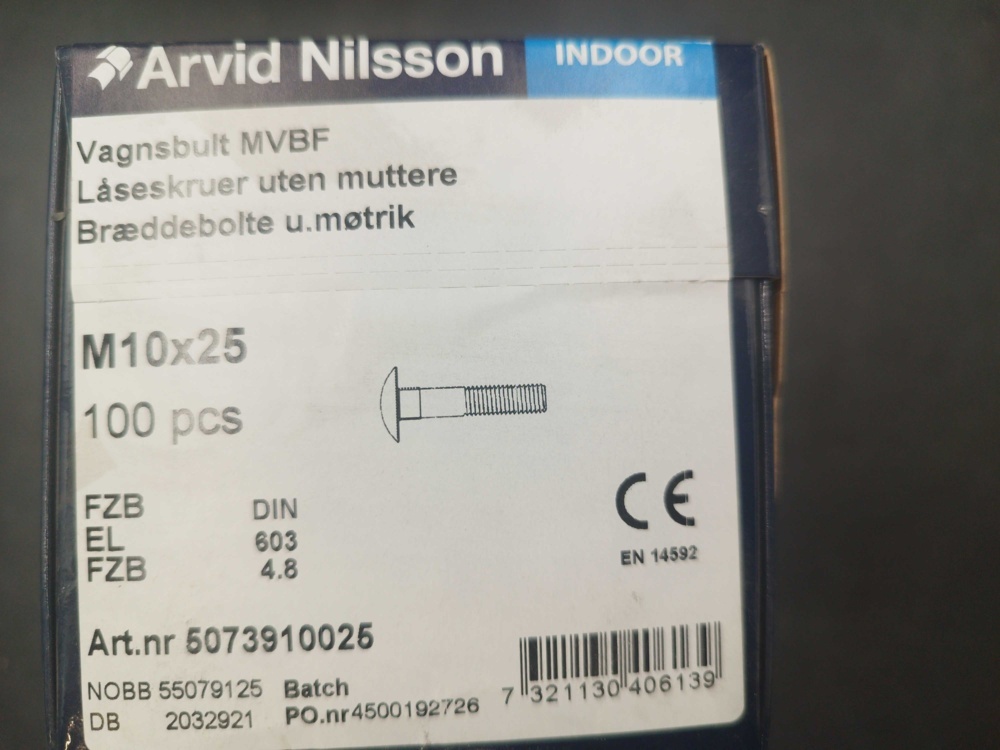 1512903-2 Sexkantskruv, 400 st - Arvid Nilsson, M10x25, FZB