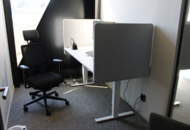 1501615 Workroom with electric desk, computer screens, armchair