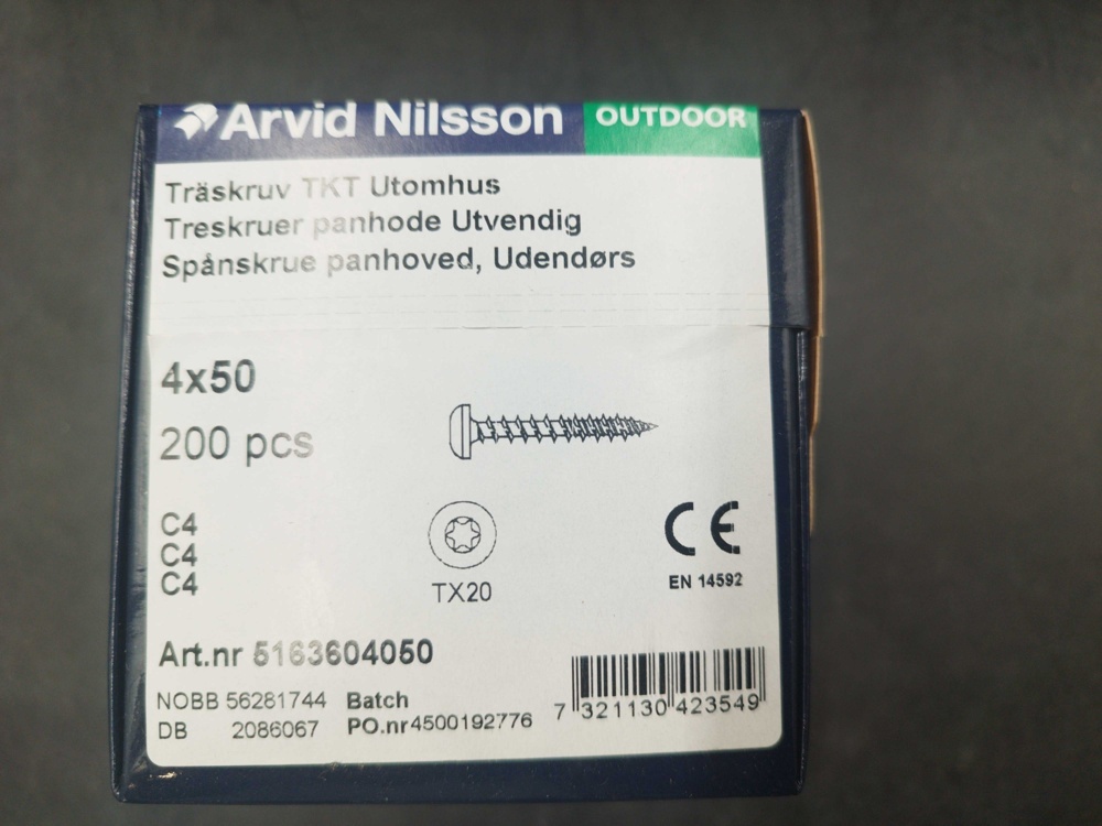 1512913-2 Wood screw, 1,200 pcs - Arvid Nilsson, 4x50 mm, C4