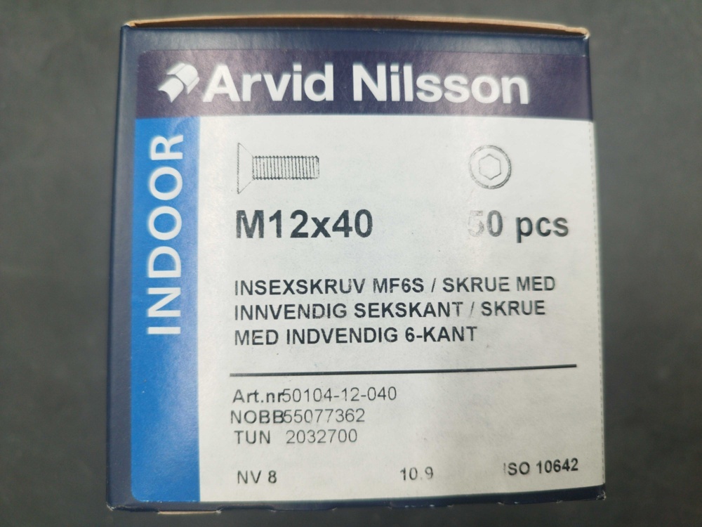 1512922-2 Insexskruv, 300 st - Arvid Nilsson, M12x40
