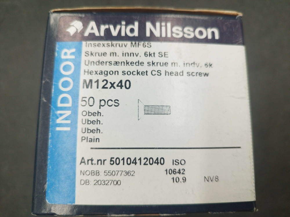 1512930-2 Insexskruv och fjäderbricka, 400 st - Arvid Nilsson, M12x40, FZB