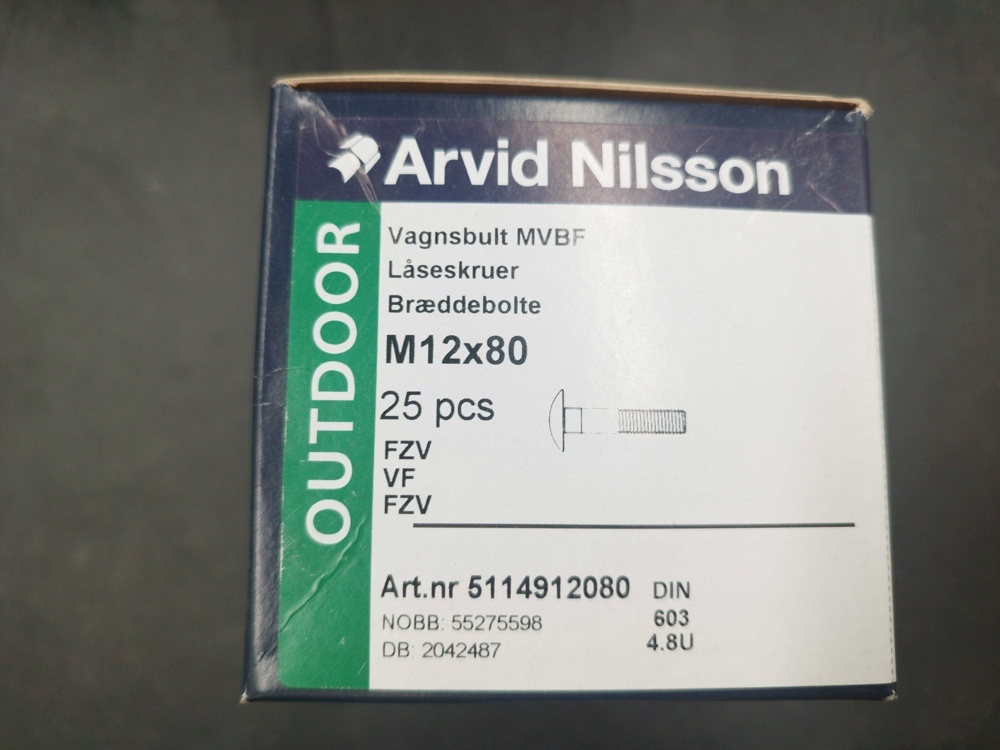 1512936-2 Coach bolt - Arvid Nilsson, hot-dip galvanized, multiple dimensions