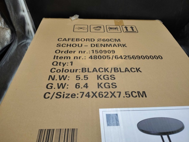 1508398-5 Cafebord, 2 st – Schou, Ø60 cm, svart