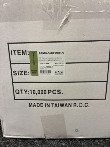 1515891-2 10,000 pcs Banded drywall screw 3.5x38mm FZB, VSB