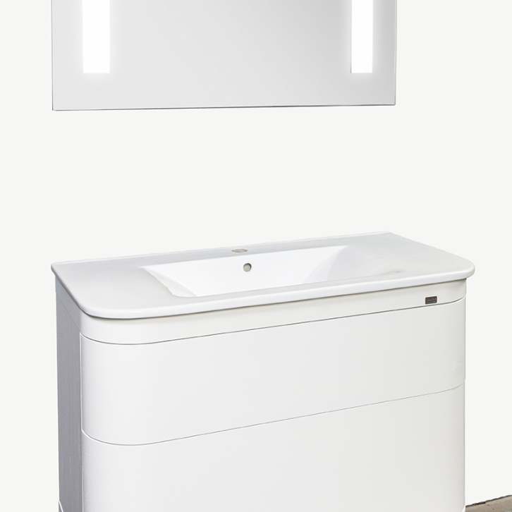 1517771-1 Commode with washbasin and mirror - DuoBad, Garbo, white, 90 cm