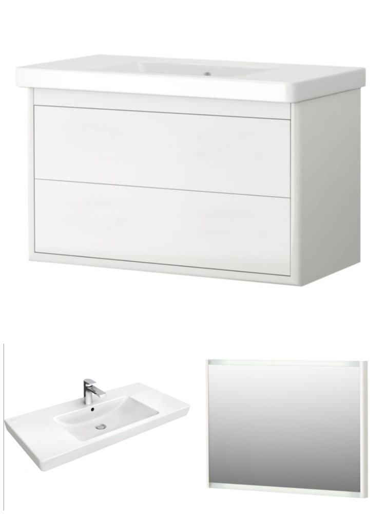1517772-1 Badrumspaket - Duobad Vilan 100, lackerad vit