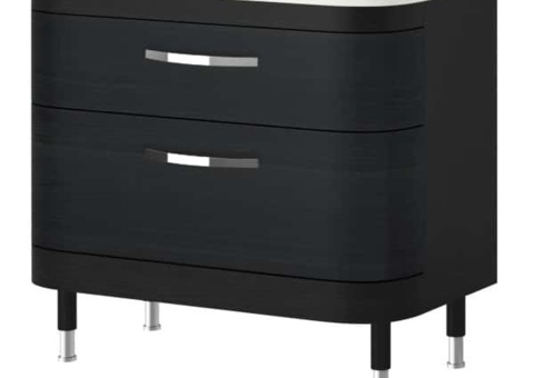 Kommod med tvättställ och spegel – DuoBad, Garbo, svart, 90 cm