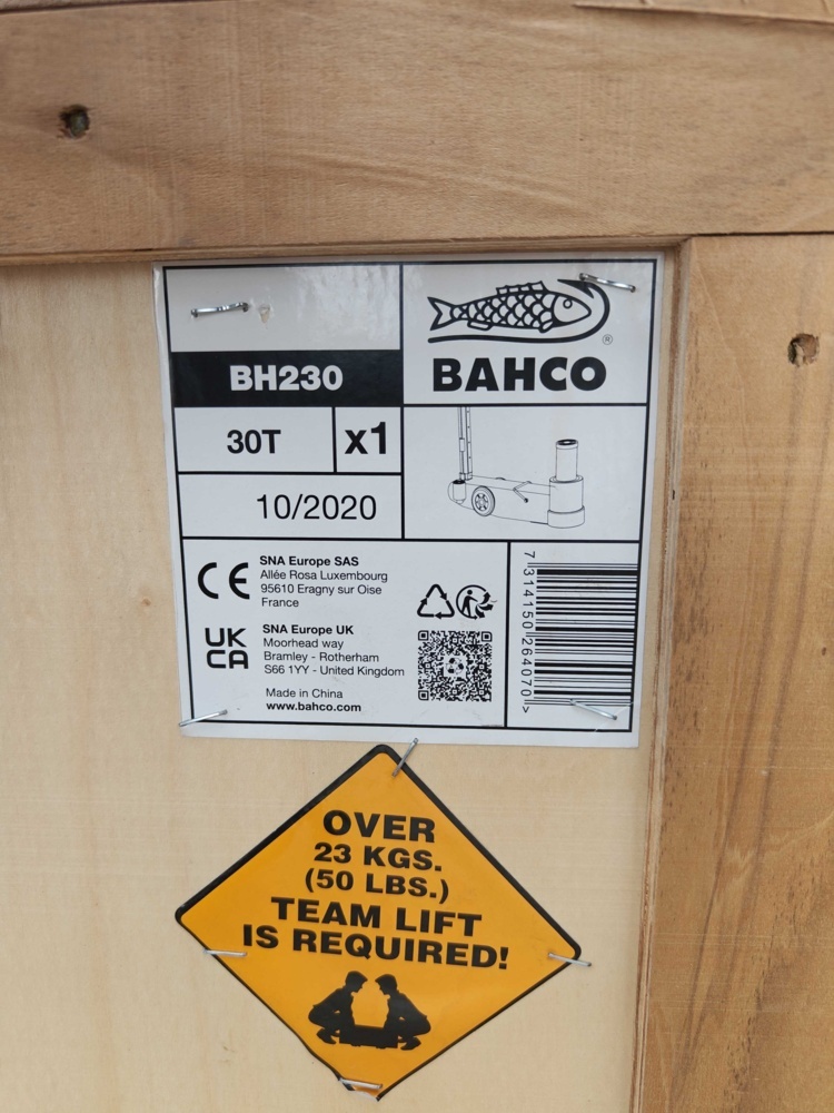 1485065-2 Domkraft - Bahco BH230 (Ny i kartong, 1 års garanti)